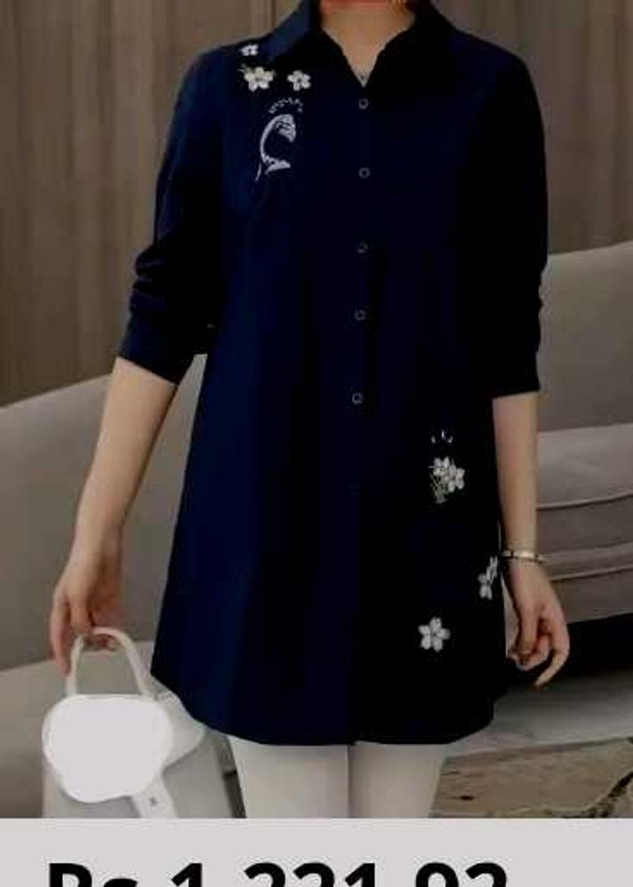 Floral Embroidered Navy Tunic