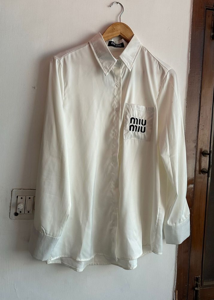 Classy Satin Off White Shirt