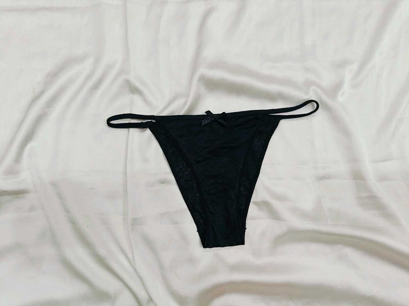 Black Bow Detail Thong Panty
