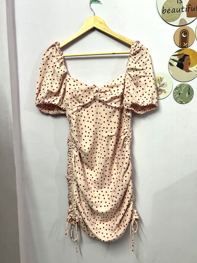 Korean Pink Polka Women Dress