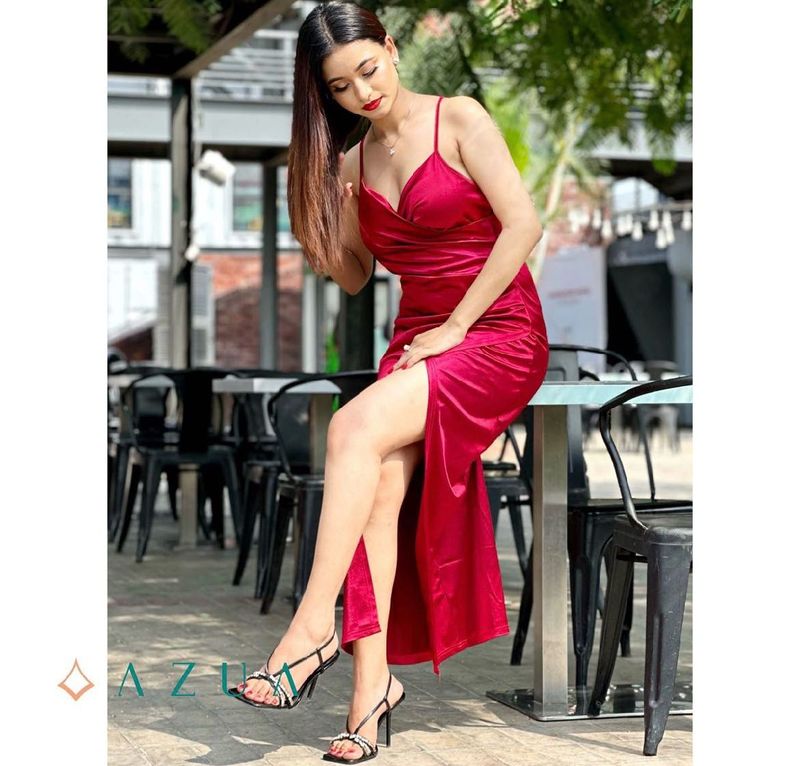 Elegant Red Satin Slip Dress