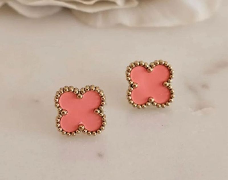 Pink Clover Stud Earrings