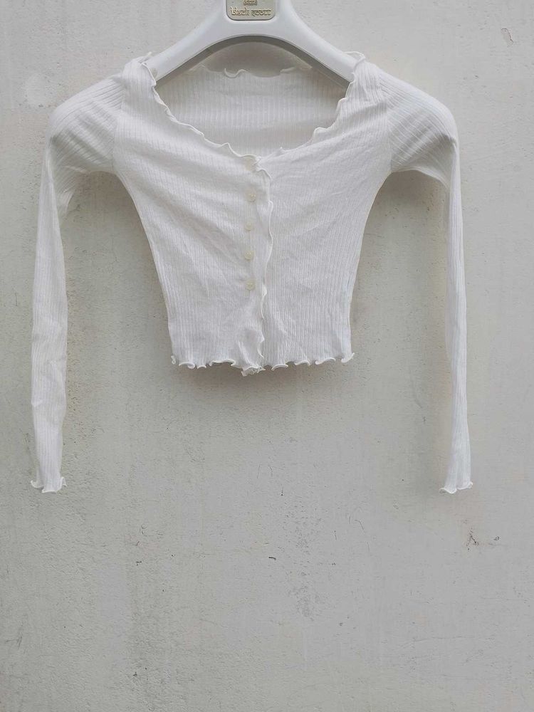 White Ribbed Top.