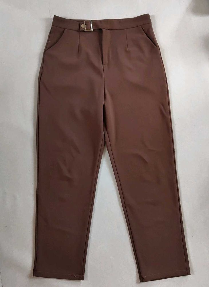 Stylish Brown Belted Trousers