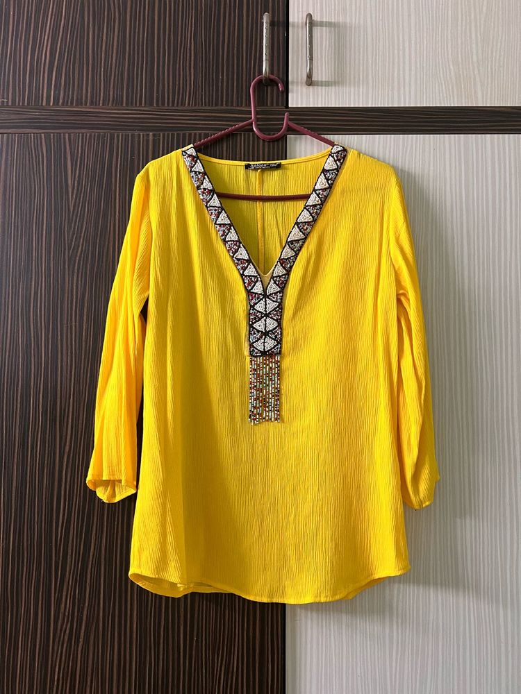 Bright Yellow Embellished Tunic