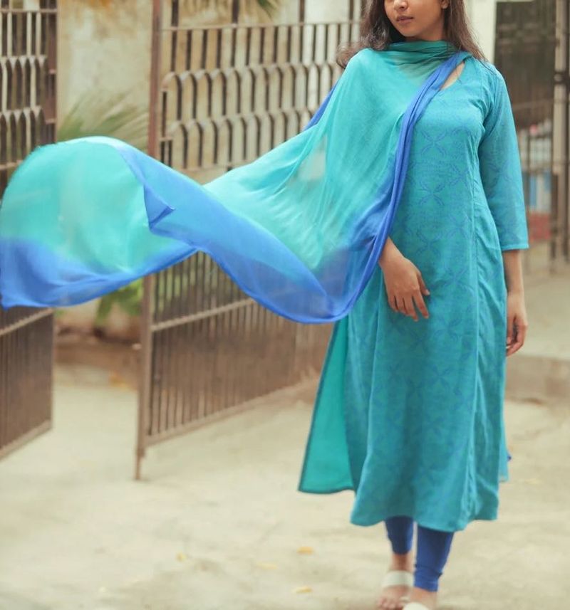 Blue anarkali suit set