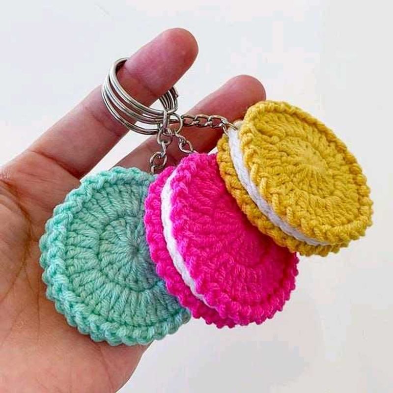 Crochet Macaron Keychain