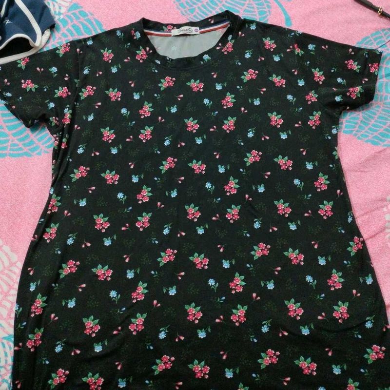 Floral Print T-Shirt Dress (XXL)