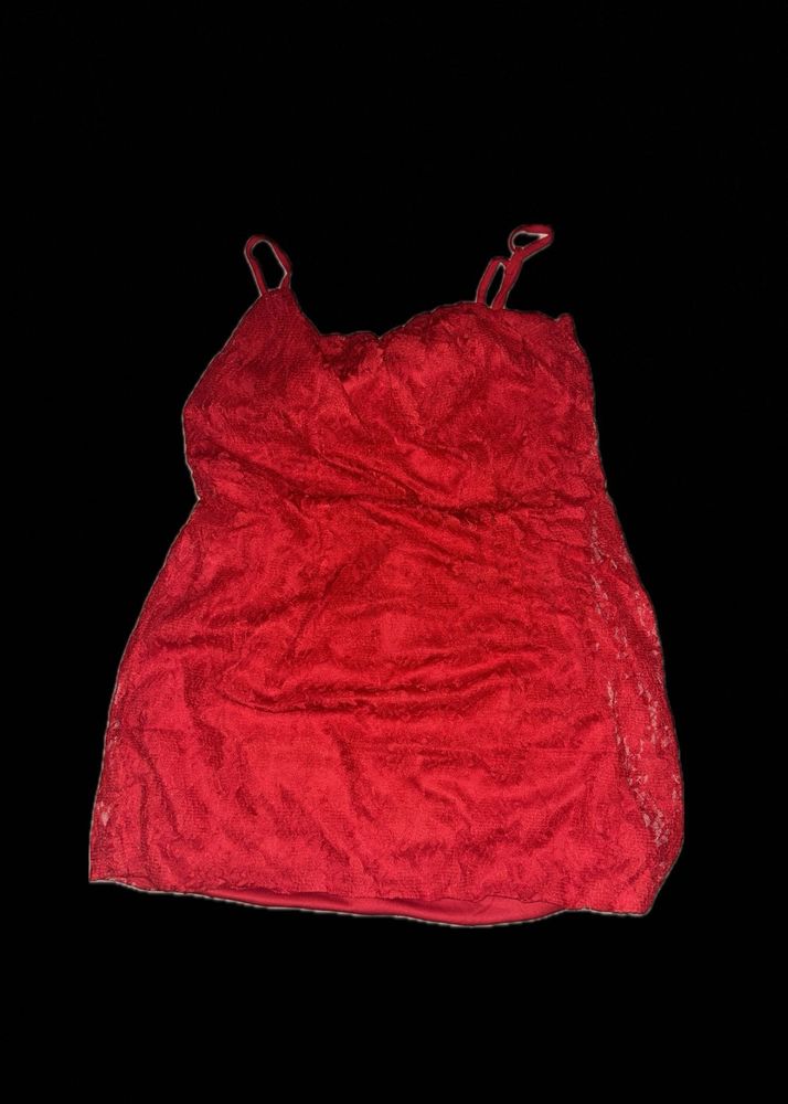 Red Lace Slip Dress