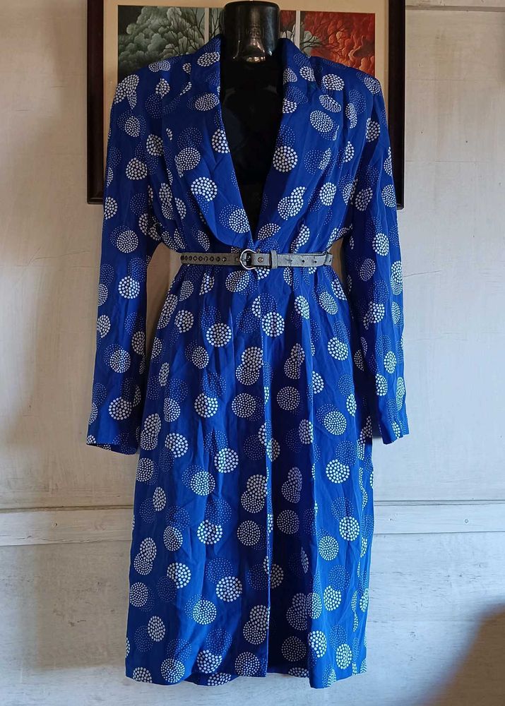 Vintage Blue Polka Dot Coat
