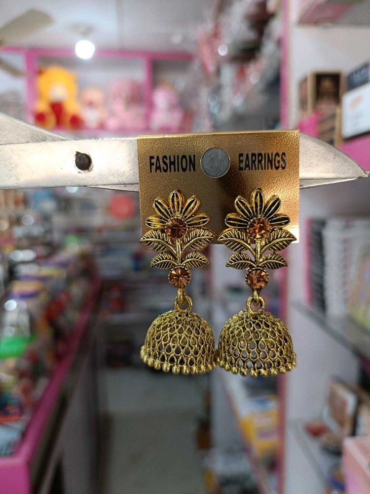 Golden Jhumka Earrings