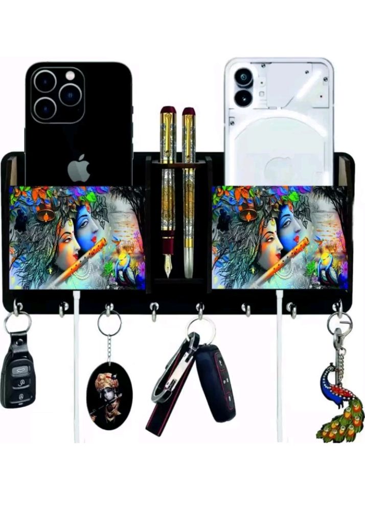 Radha Krishna Key Holder /Home Holder/Pen Holder  Wall Decor   Key Holder.  Good Packing (8 Hooks  Multicolour )