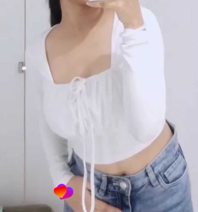 White Deep Neck Top