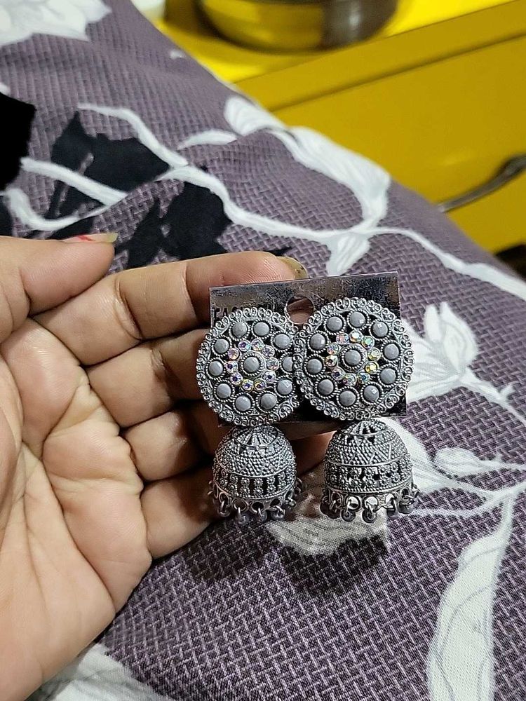 Oxidized Jhumka Earrings