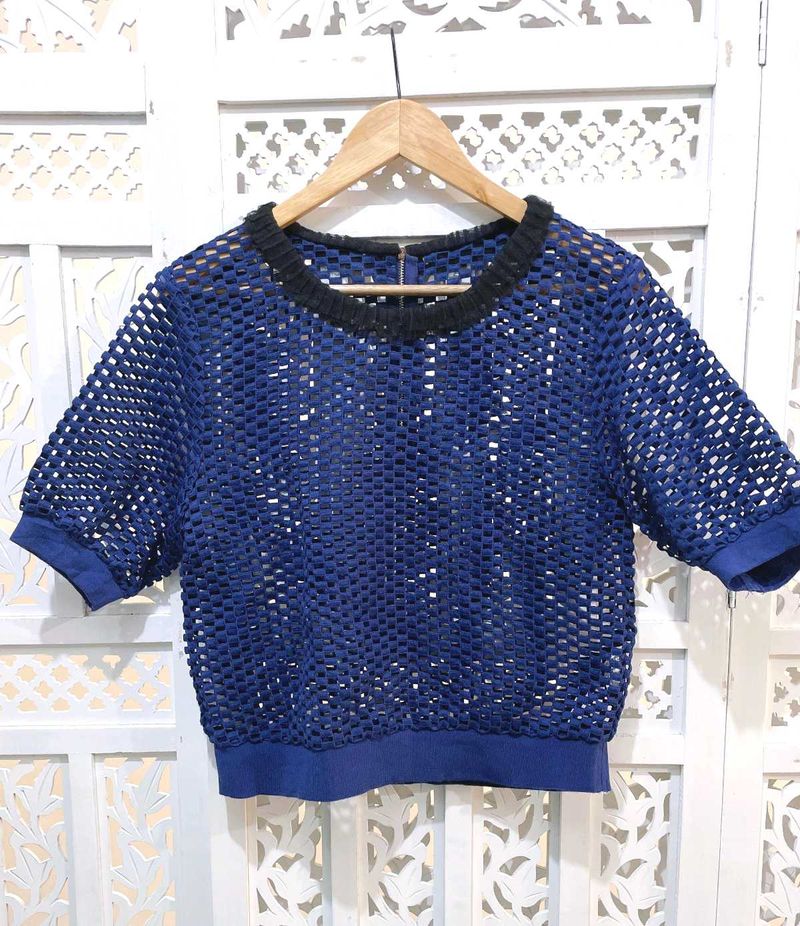 Blue Mesh Chic Top B