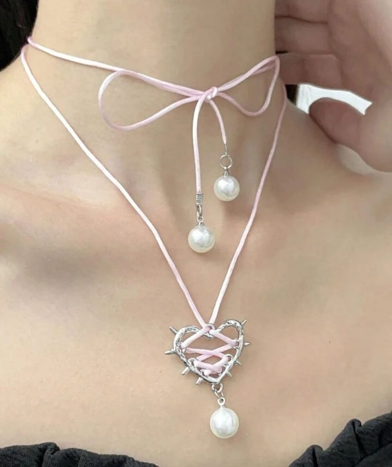 Y2K Imported Cute Gothic Necklace 🩷🎀✨🍓💗🤌🏻