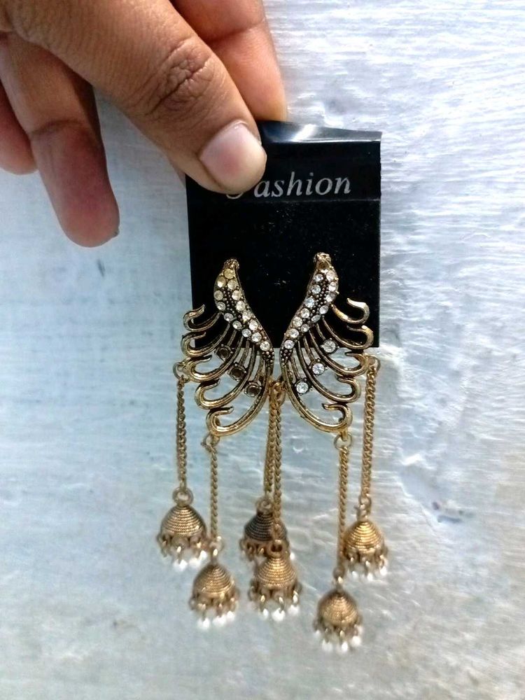 Gold Tone Jhumka Earrings