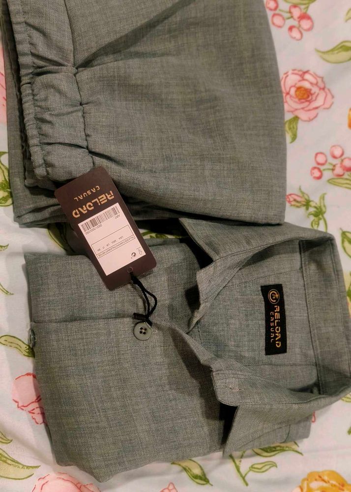 Pista Green Linen Co-ord set For Man
