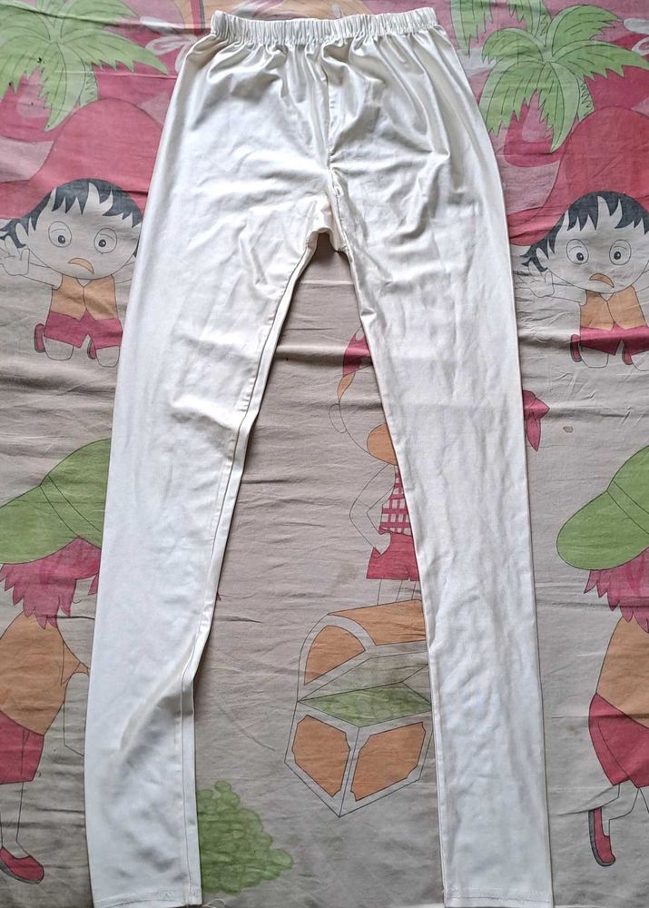 Shiny Off White Leggings