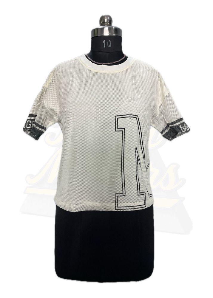White Mesh Number T-Shirt