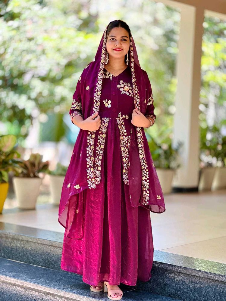 Partywear Gown With Shawl