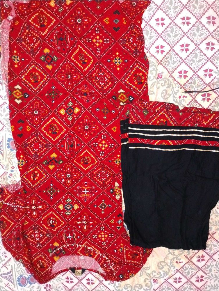 Red Printed Kurta Set
