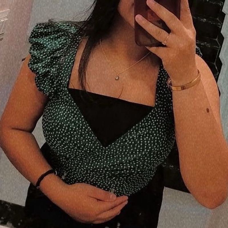 Polka Dot Printed Green Top