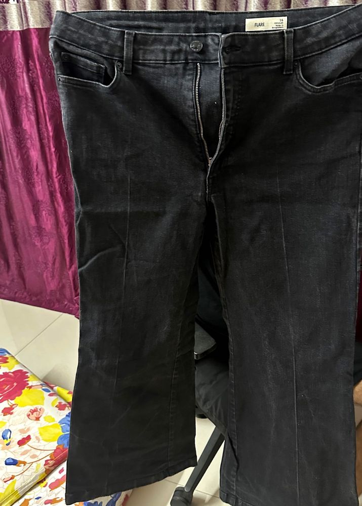 Flare Leg Black Wash Jeans