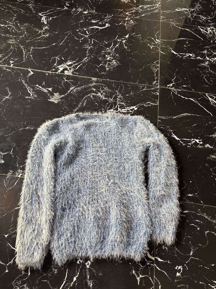 Fluffy Blue Knit Sweater