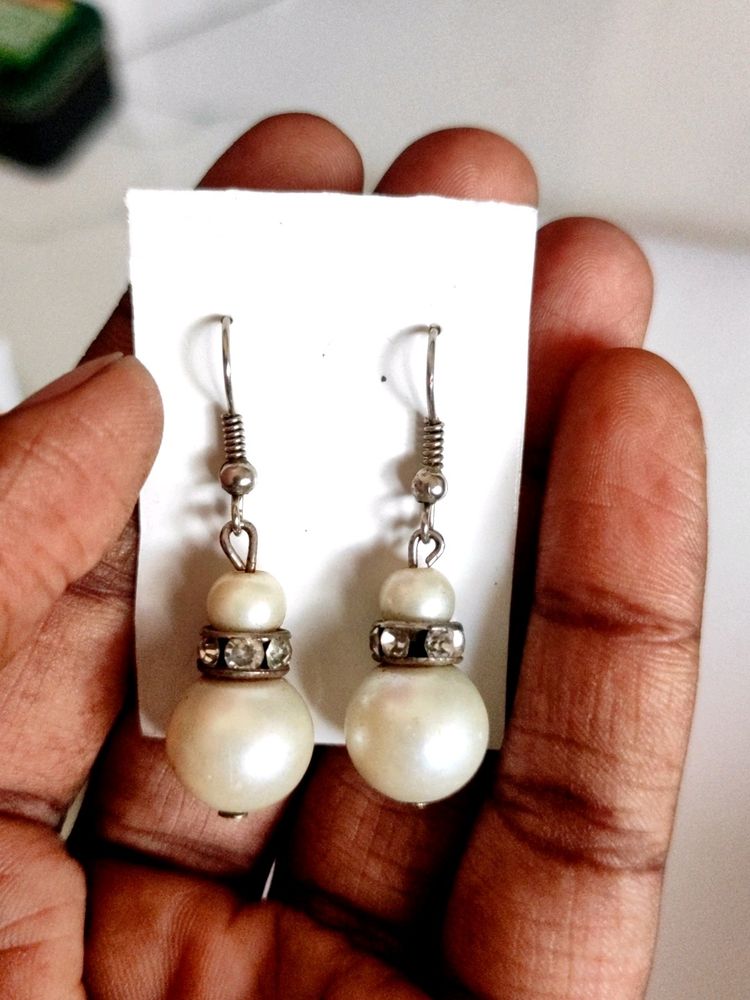 White Pearl Earrings