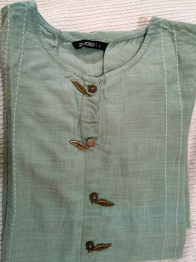 Zudio Green Button-Up Top