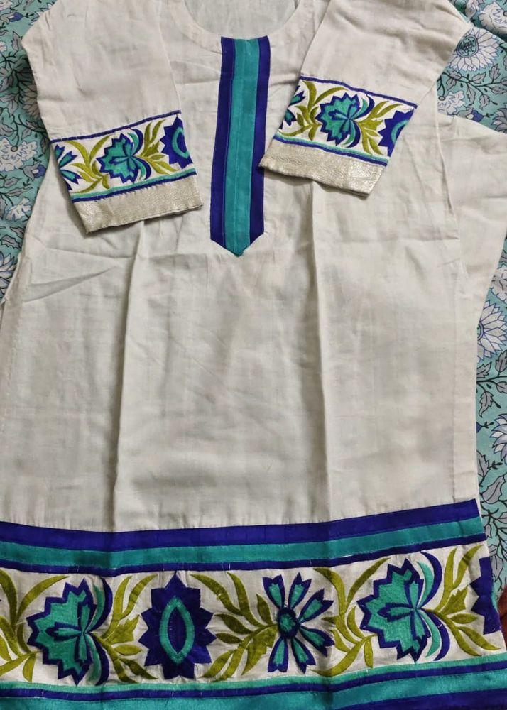 White Tunic with Floral Embroidery