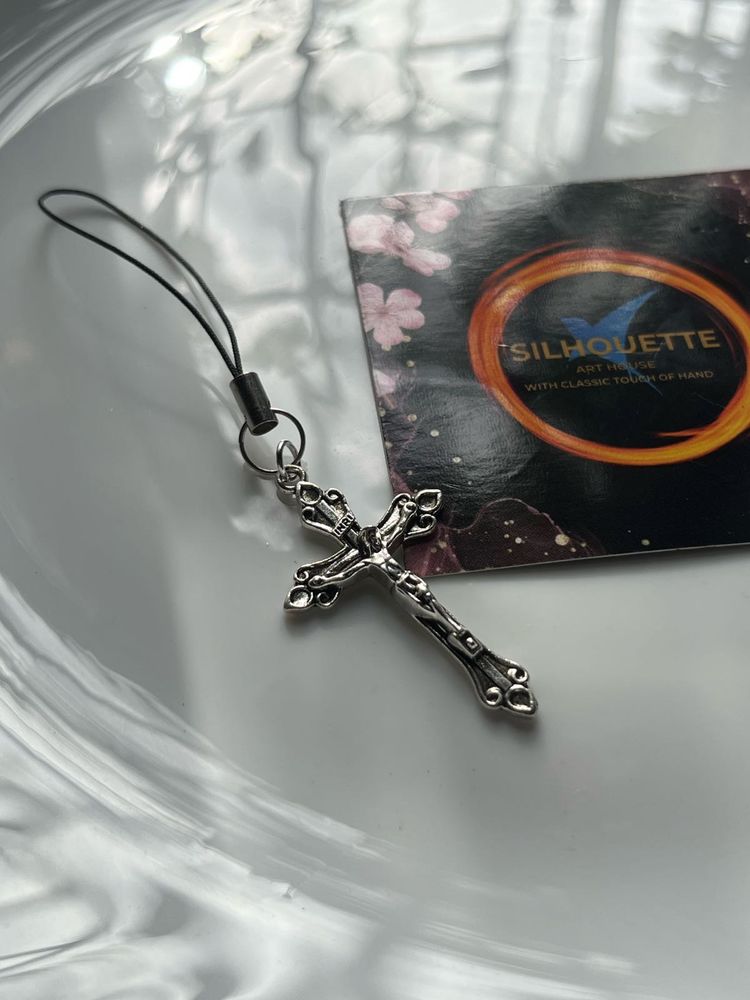 Silver Cross Phone Charm