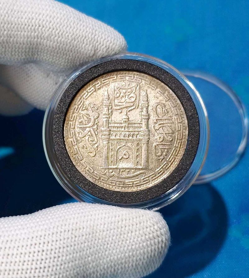 Hyderabad Nizam 1 Rupee Silver Coin