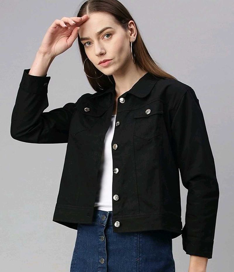 Stylish Black Denim Jacket, 3XL SIZE