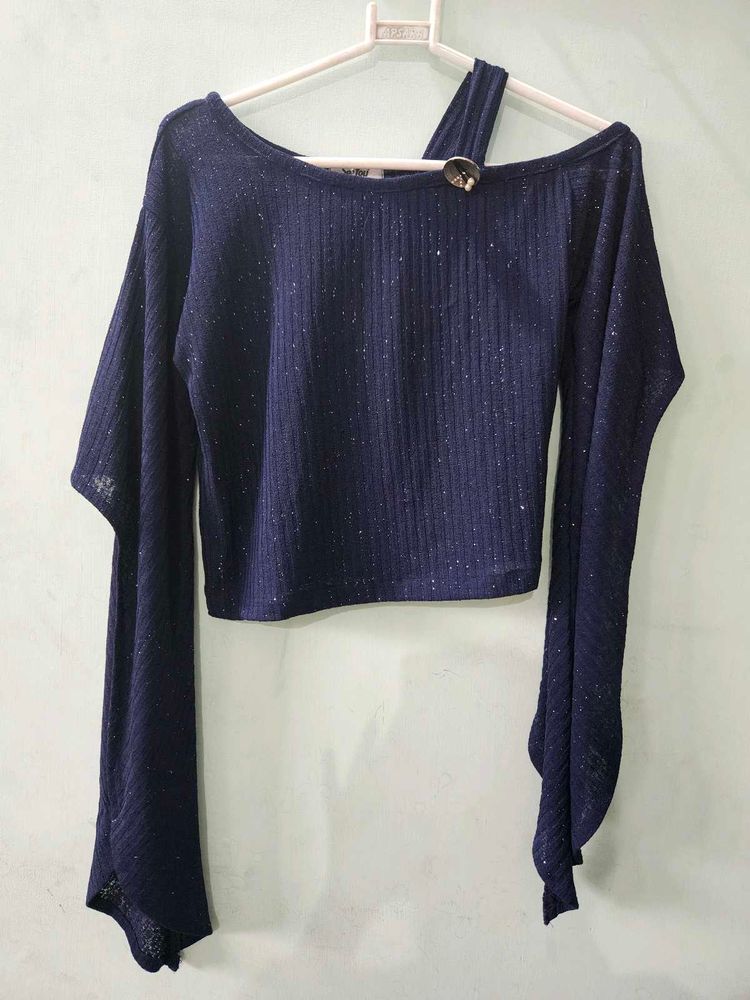 Asymmetric Sparkle Crop Top