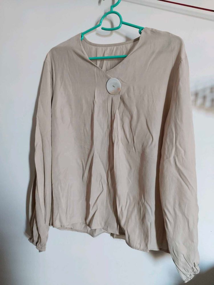 Beige Silk Top