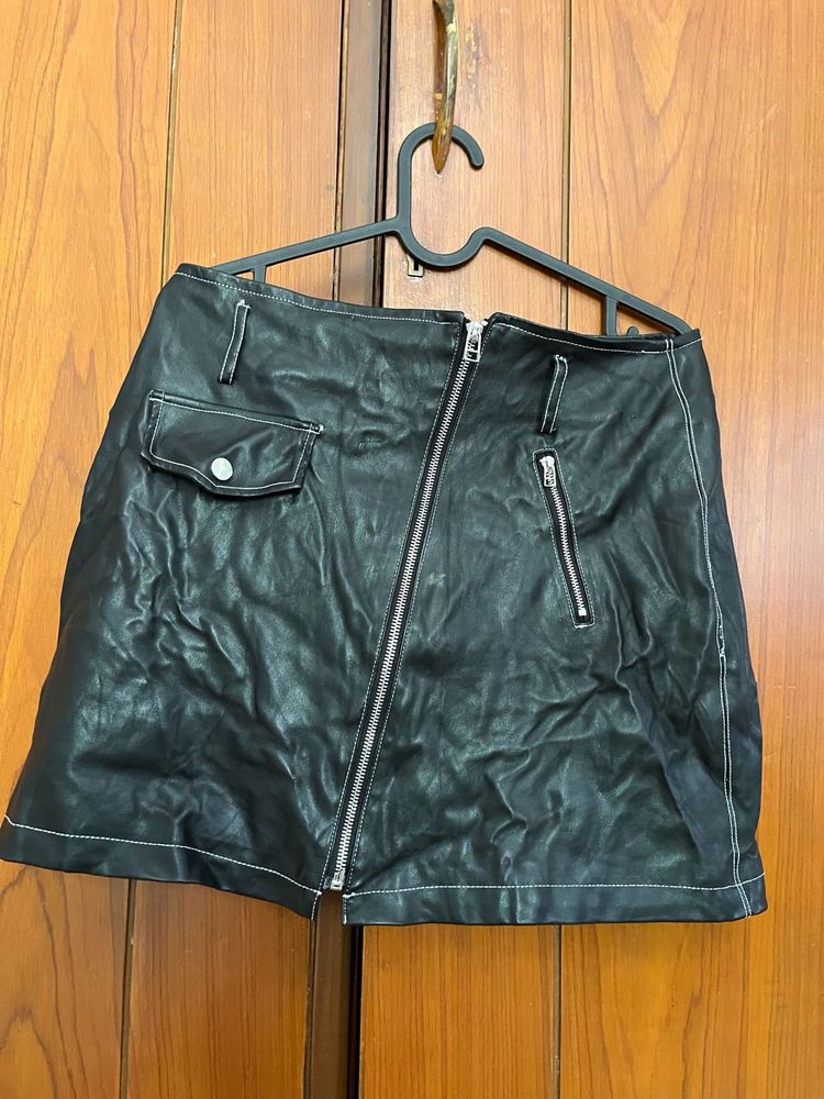 Black Faux Leather Mini Skirt