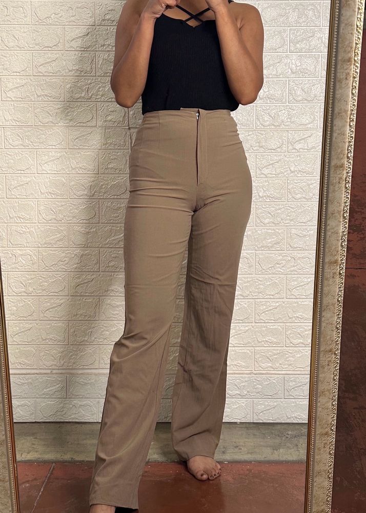 Beige stretchable Pants Or Trouser