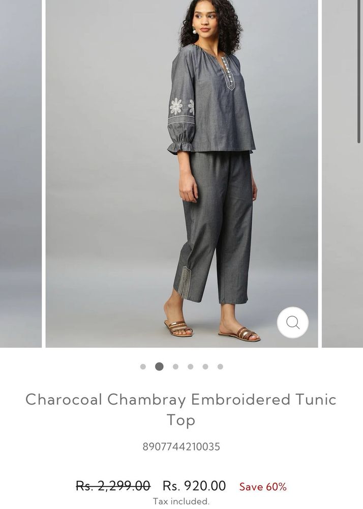Charcoal Chambray Embroidered TunicTor