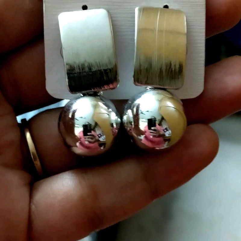 Silver Tone Geometric Earrings