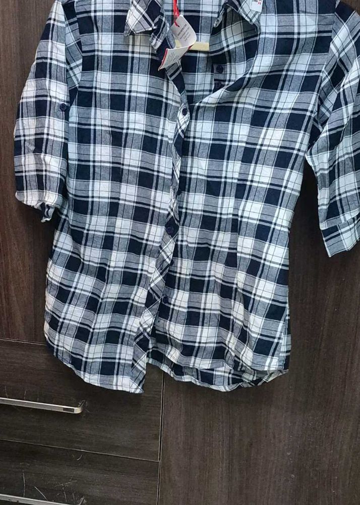 Checked 3/4 Sleeve Shirt