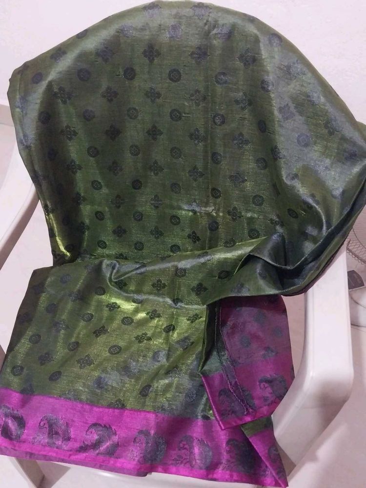 Green &amp; Pink Patterned Sari