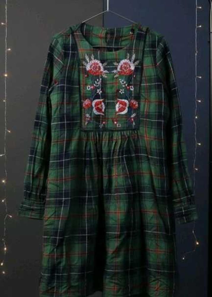 Plaid Embroidered Dress