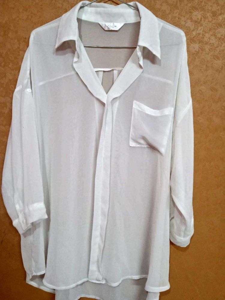 Sheer White Oversized Blouse