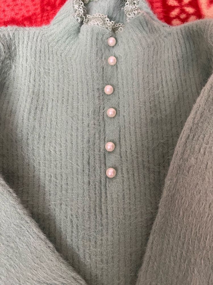 Pastel Pearl Button Sweater