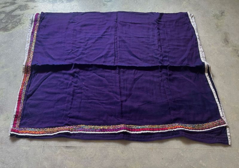 Purple dupatta with Colorful Accent Border