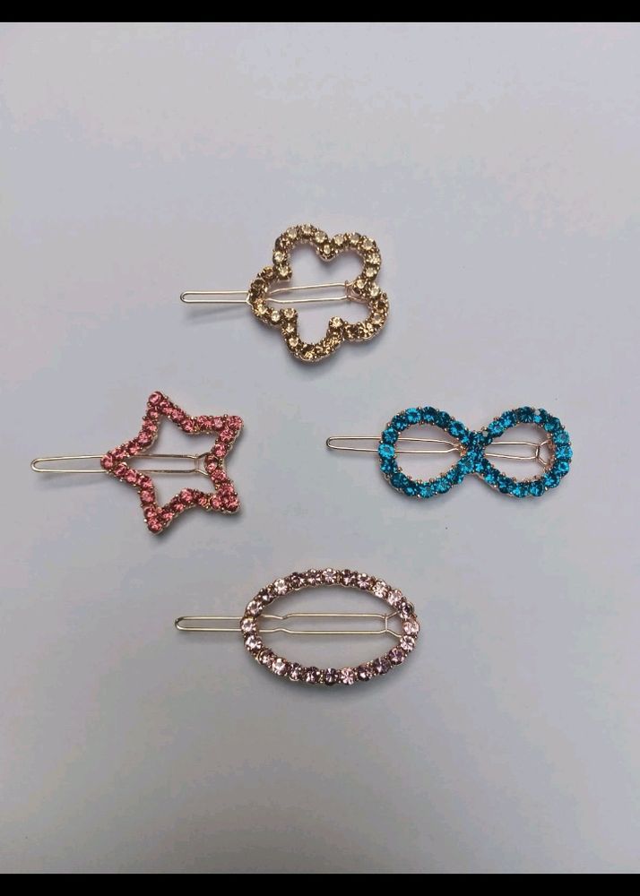 Korean Fancy Bling Hair Clips Set 4