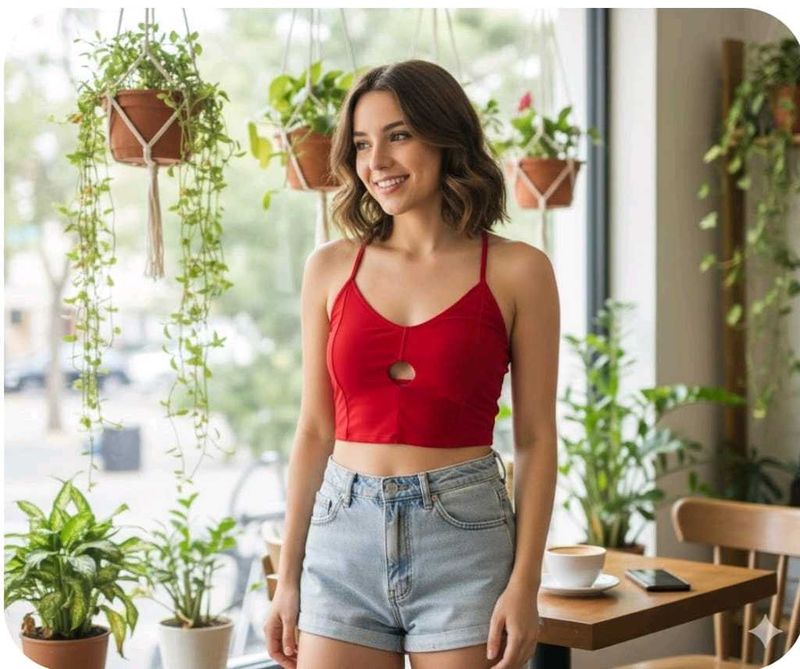 Shein :  Red Crop Top