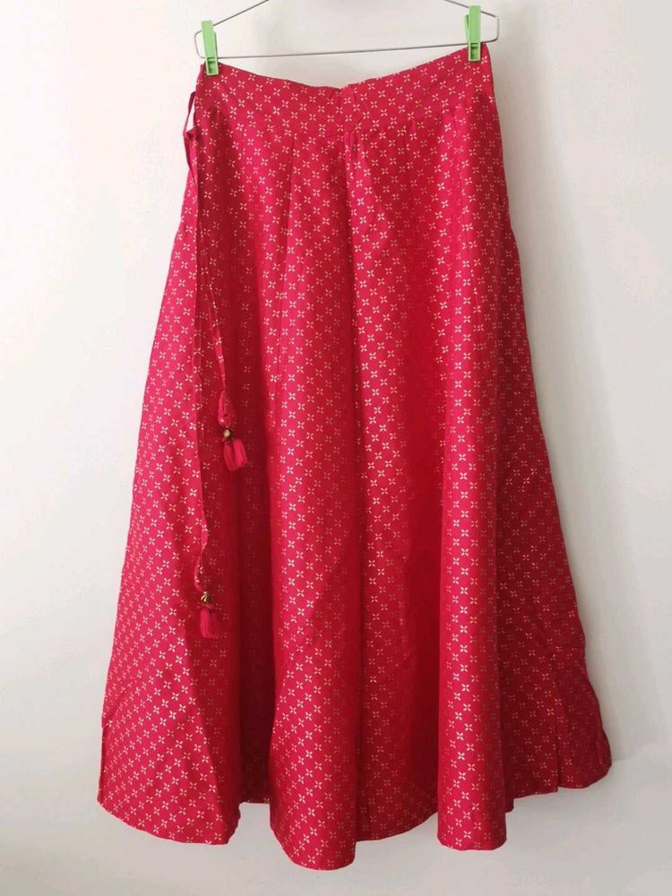 Red Brocade Lehenga Skirt